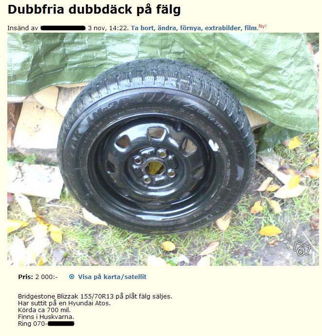 Dubbfria dubbdäck på fälg