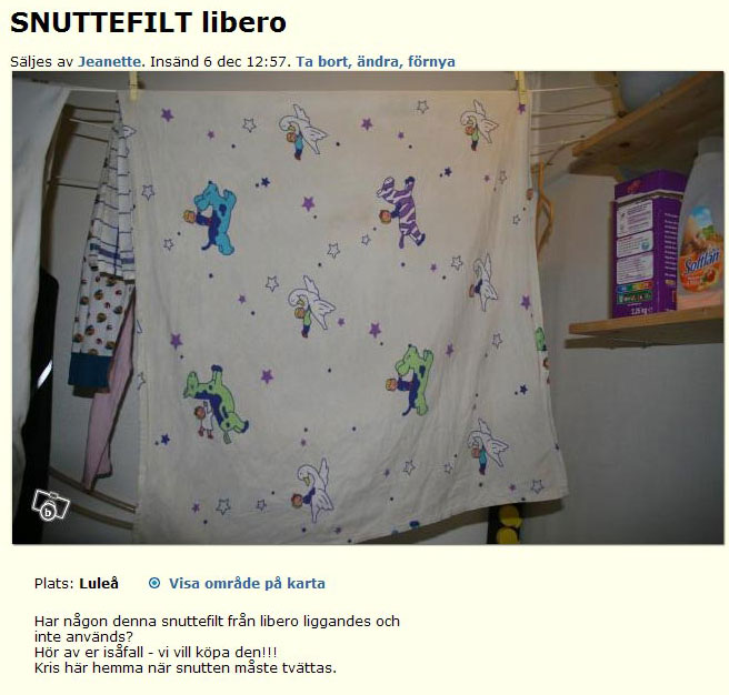 SNUTTEFILT libero