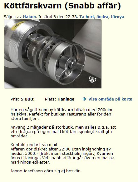 Köttfärskvarn (Snabb affär)
