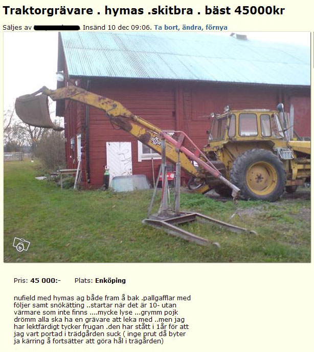 Traktorgrävare . hymas .skitbra . bäst..
