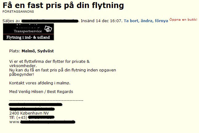 Få en fast pris på din flytning
