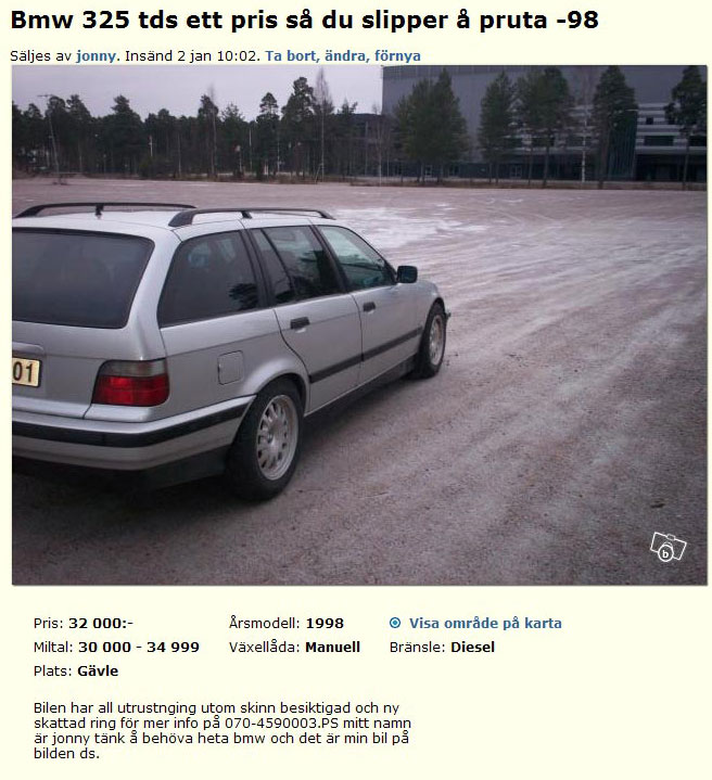 Bmw 325 tds ett pris så du slipper..