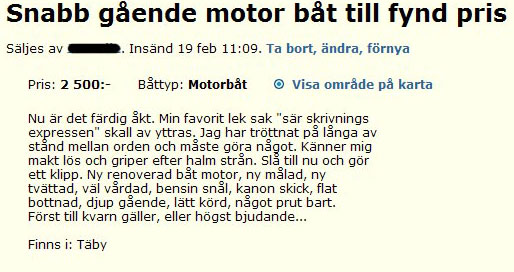 Snabb gående motor båt till fynd pris