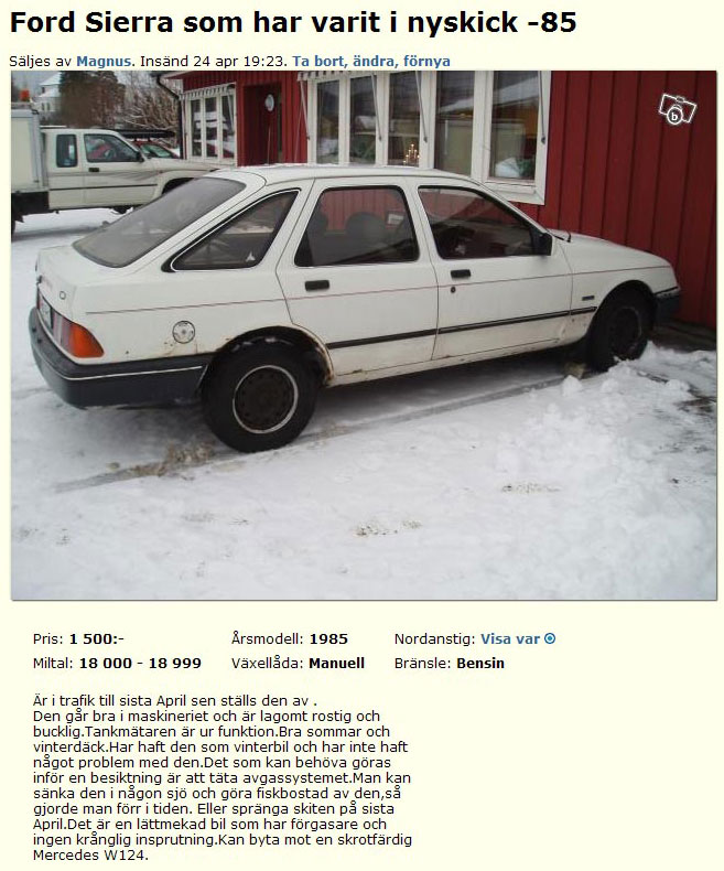 Ford Sierra som har varit i nyskick..