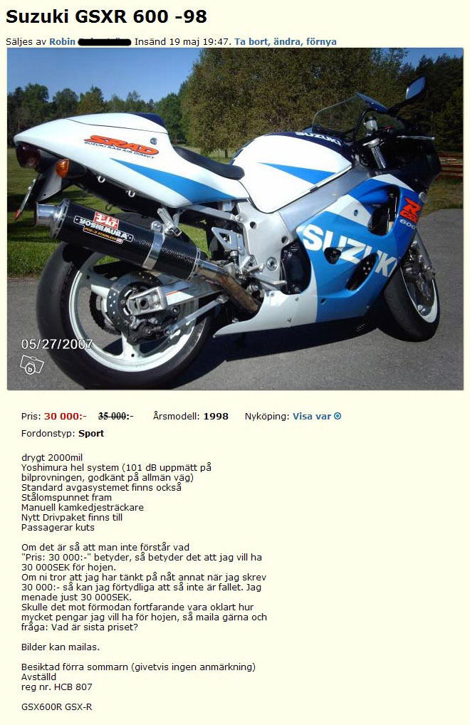 Suzuki GSXR 600 -98