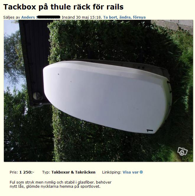 Tackbox på thule räck för rails