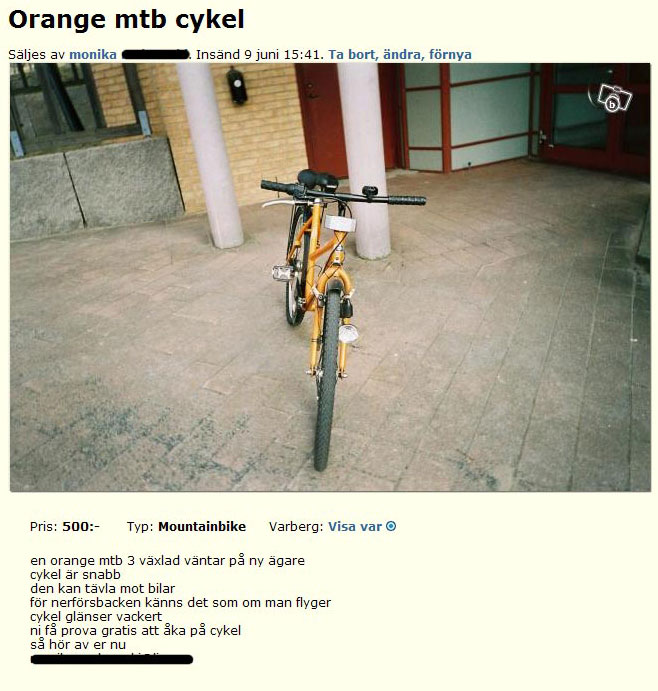 Orange mtb cykel