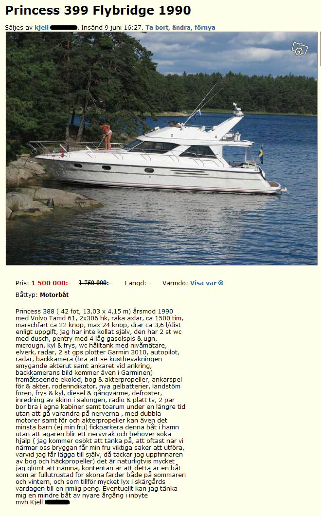 Princess 399 Flybridge 1990