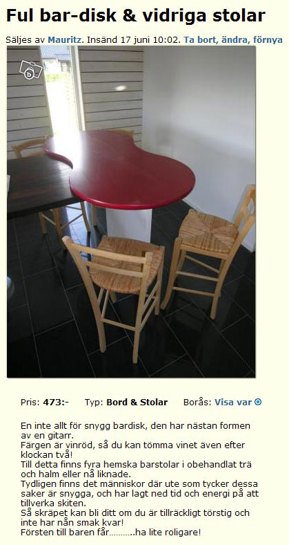 Ful bar-disk & vidriga stolar
