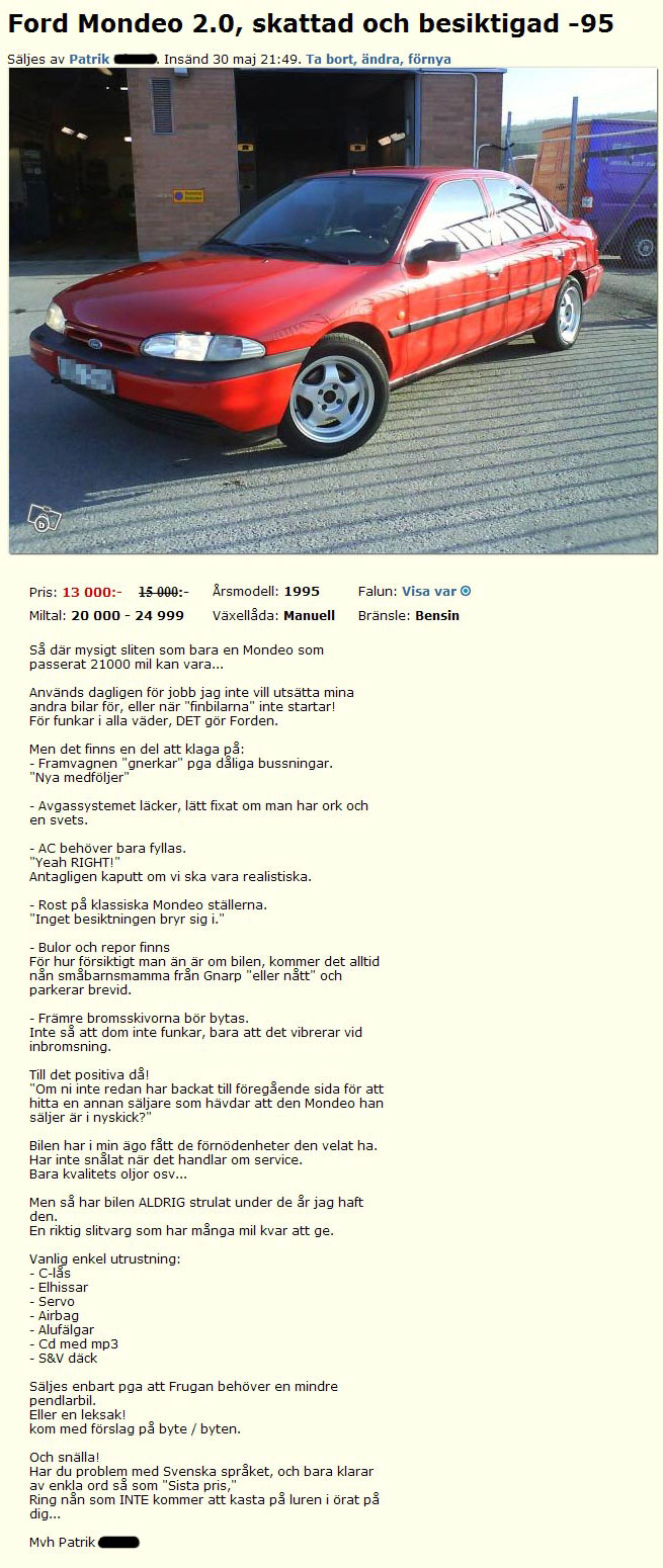 Ford Mondeo 2.0, skattad och bes..