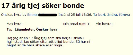 17 årig tjej söker bonde