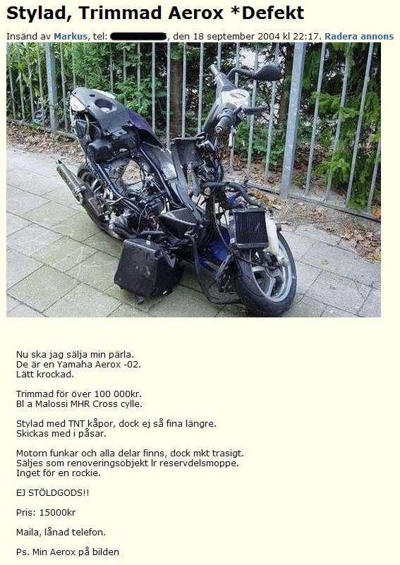 Stylad, Trimmad Aerox *Defekt