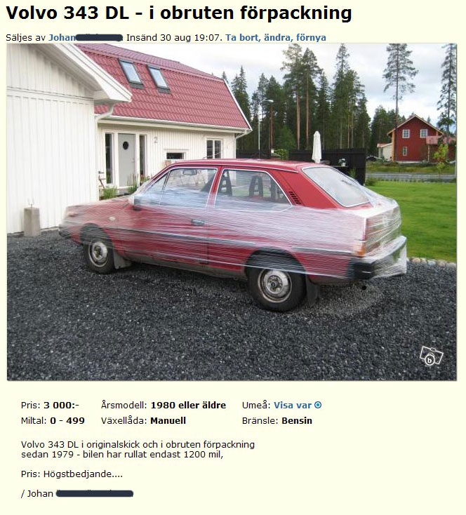 Volvo 343 DL - i obruten förpackning