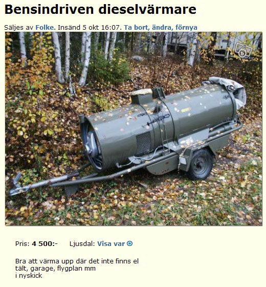 Bensindriven dieselvärmare