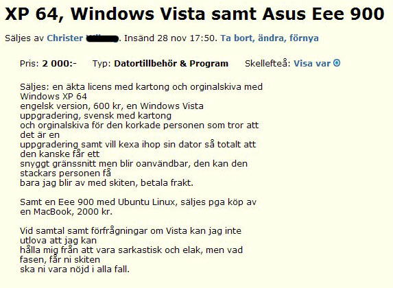 XP 64, Windows Vista samt Asus Eee 900