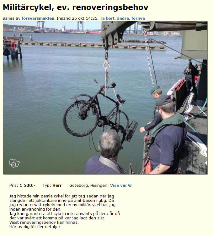 Militärcykel, ev. renoveringsbehov