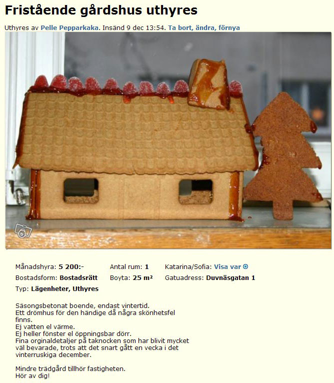 Fristående gårdshus uthyres