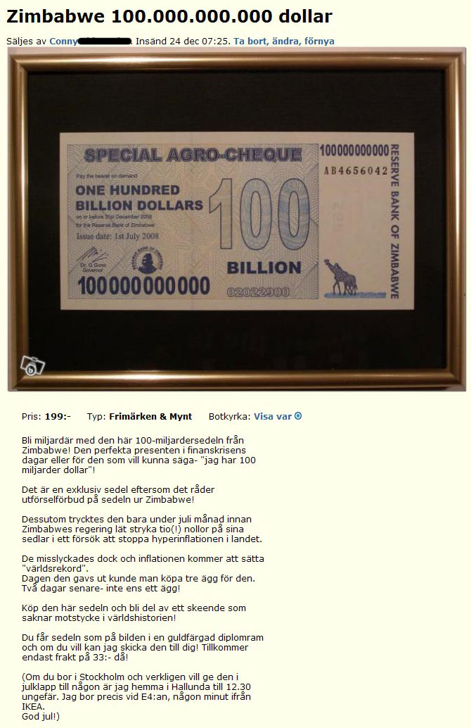 Zimbabwe 100.000.000.000 dollar