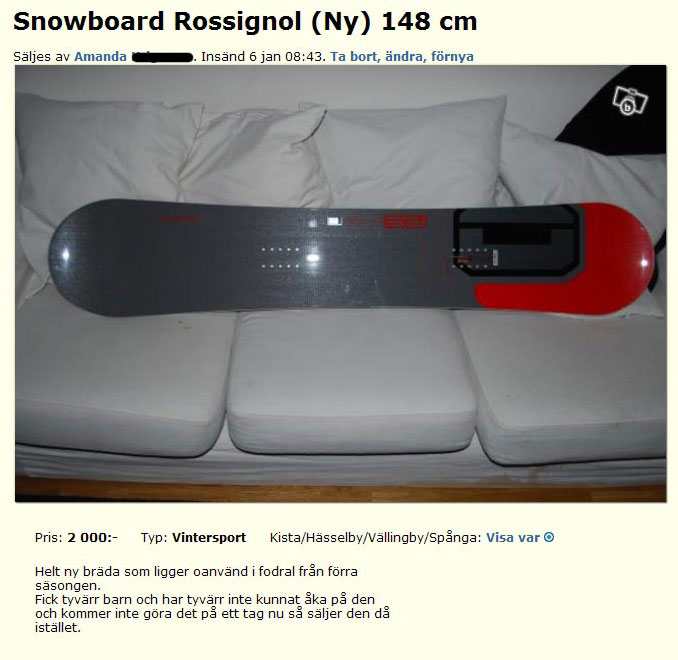 Snowboard Rossignol (Ny) 148 cm
