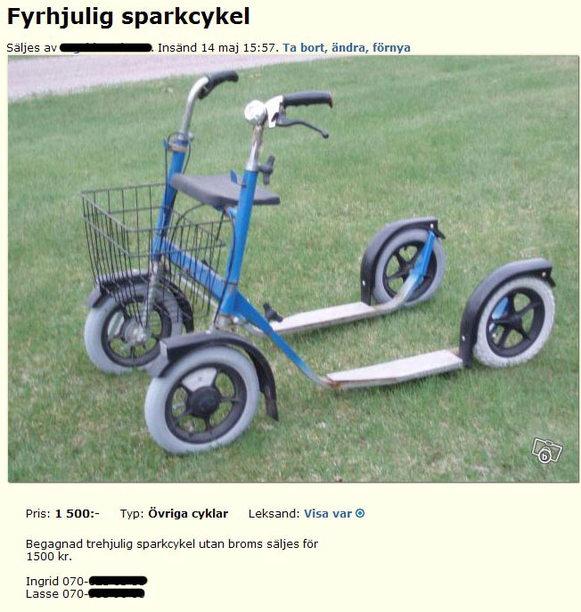 Fyrhjulig sparkcykel