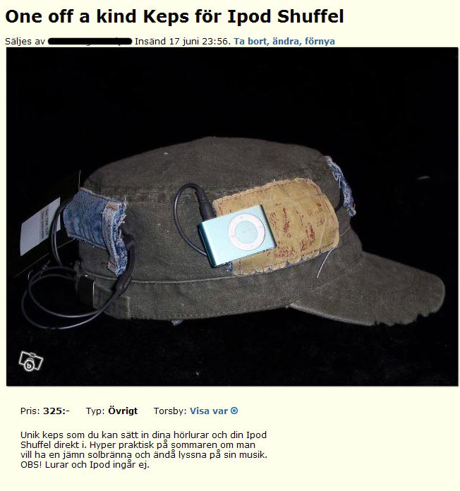 One off a kund Keps för Ipod Shuffel