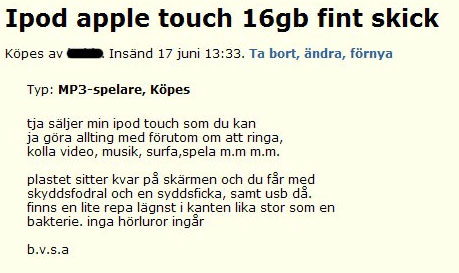 Ipod apple touch 16gb fint skick