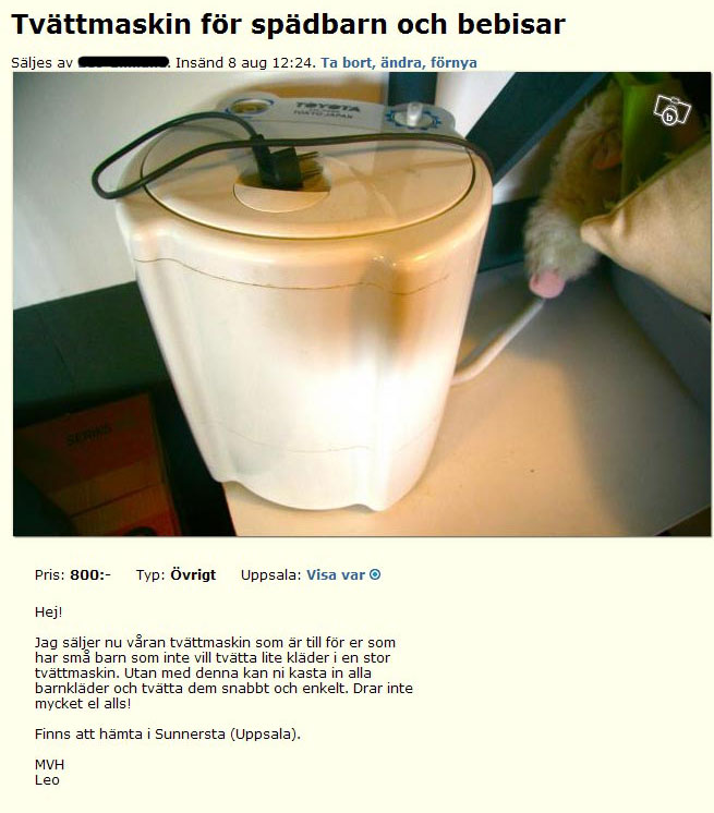 Tvättmaskin för spädbarn och bebisar