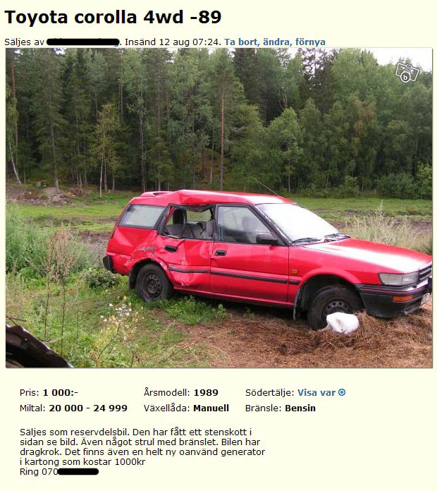 Toyota corolla 4wd -89