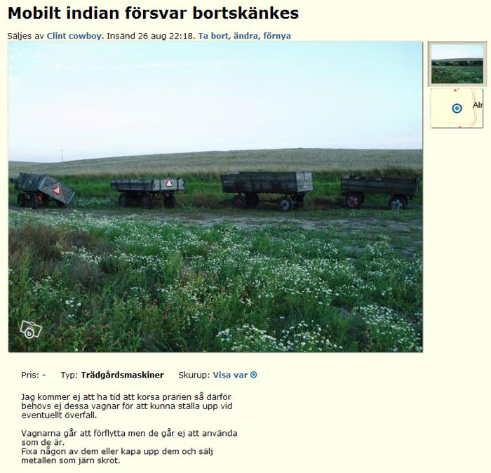 Mobilt indian försvar bortskänkes