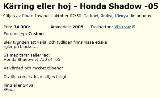 Kärring eller hoj - Honda Swadow -05