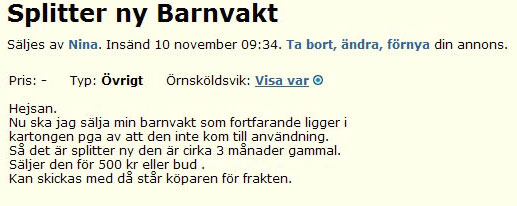 Splitter ny Barnvakt