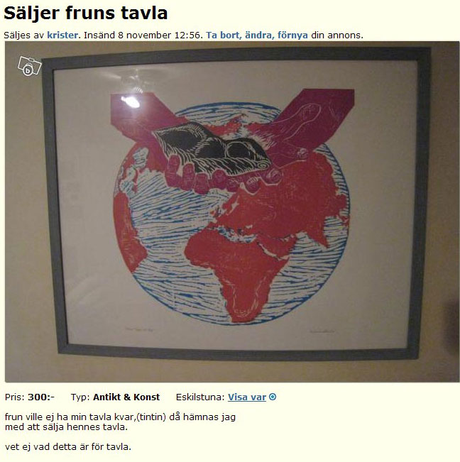 Säljer fruns tavla