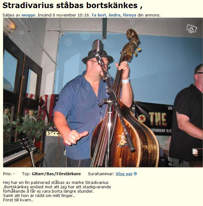 Stradivarius ståbas bortskänkes