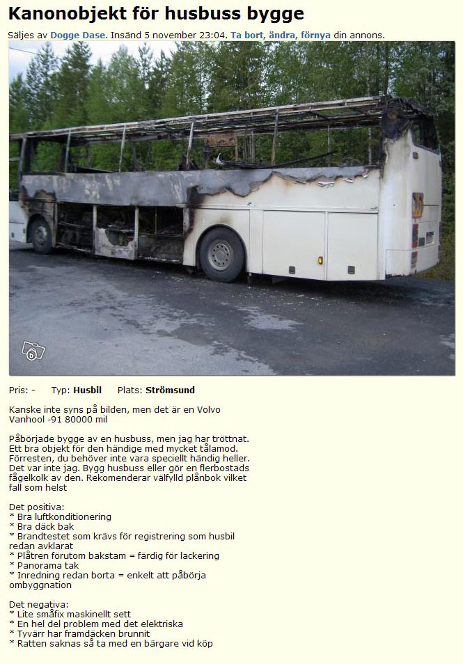 Kanonobjekt för husbuss bygge