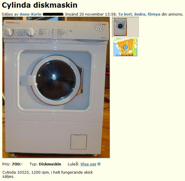 Cylinda diskmaskin