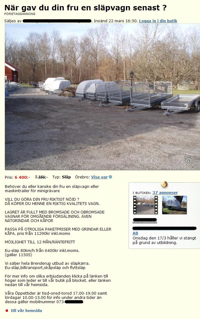 När gav du din fru en släpvagn senast?