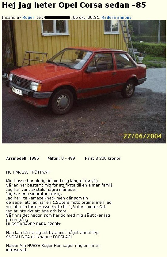 Hej jag heter Opel Corsa sedan -85
