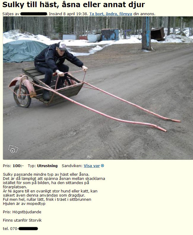 Sulky till häst, åsna eller annat djur