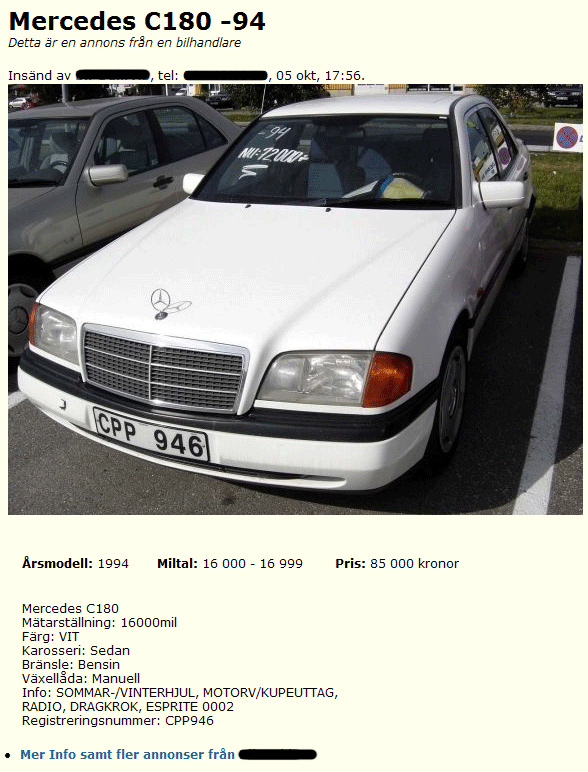 Mercedes C180 -94 [Se priserna]