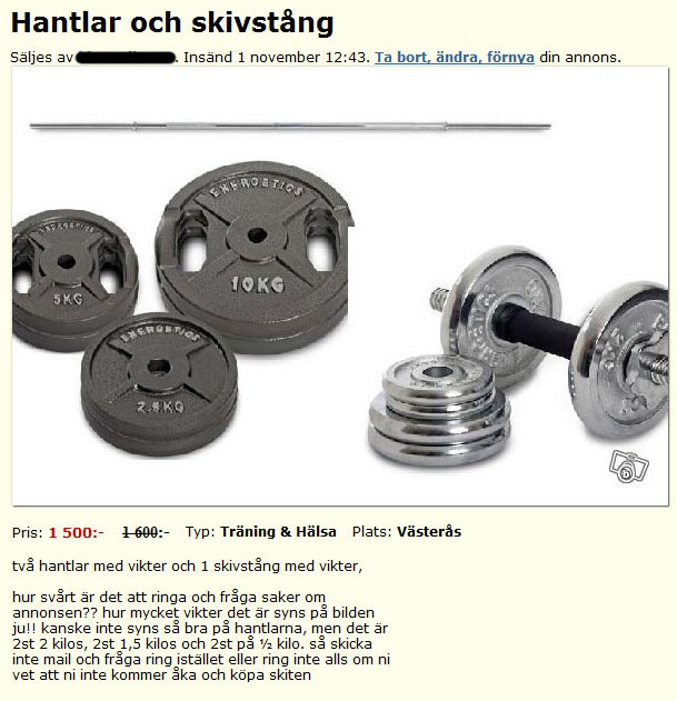 Hantlar och skivstång