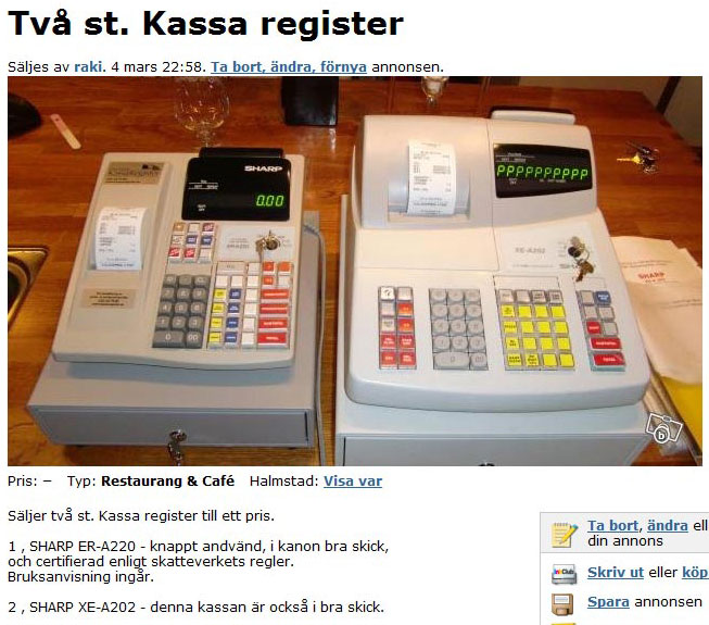 Två st. Kassa register